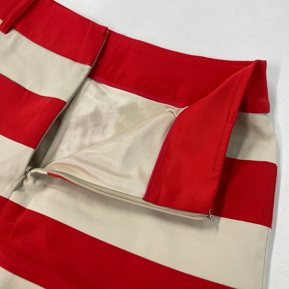 サイズ：36 ARCHIVIO アルチビオ 裾フレアスカート ボーダー レッド系