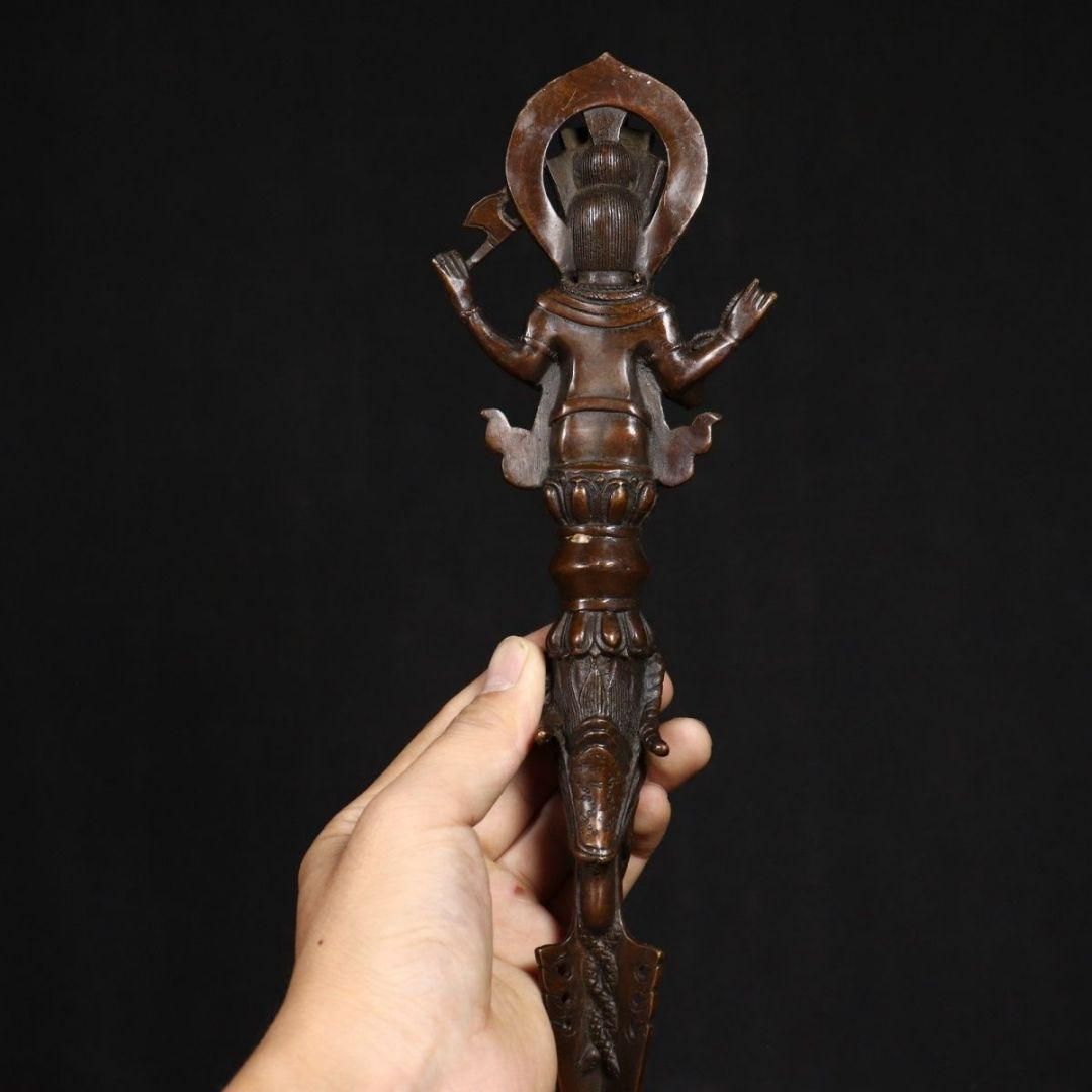 贈り物 馬頭金剛杵 置物 三面密教法器 銅製 降魔明王 工芸品 装飾品 工芸品