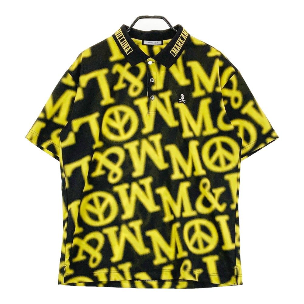 サイズ：50 MARK&LONA マークアンドロナ MLM-1B-AP10 半袖ポロシャツ 総柄 イエロー系 [240101299463]# ゴルフウェア メンズ ストスト