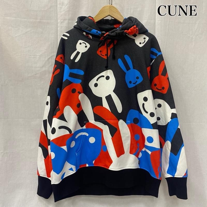 CUNE 総柄 パーカー スウェット フーディ CRCF 雲 風船 うさぎ 青 CRCF 風景パーカー｜ウサギがいる｜CUNE ONLINE STORE