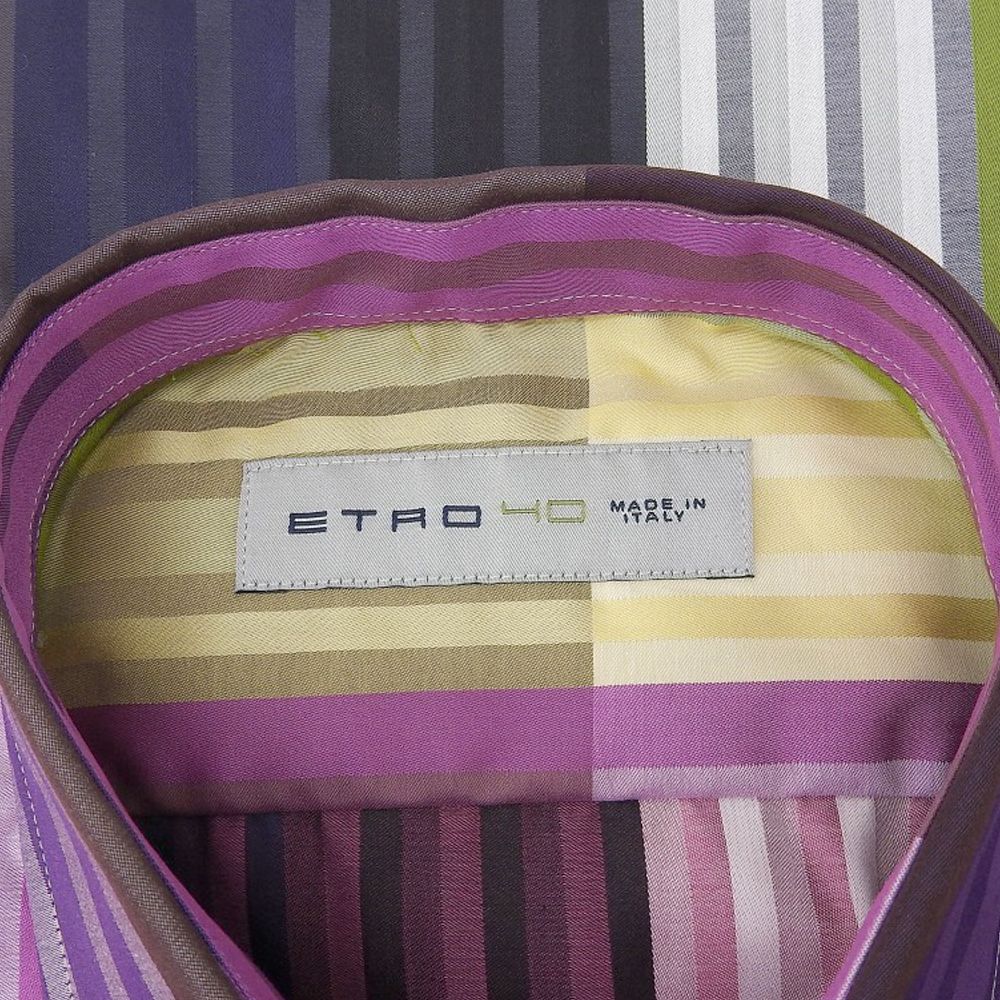 箱付未使用 エトロ ETRO 現行タグ マルチカラー ストライプ ボタン  