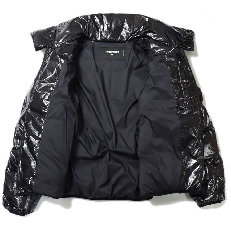 DSQUARED2 サイズ48 黒 レザーキルティングダウン ディースク 定価18 