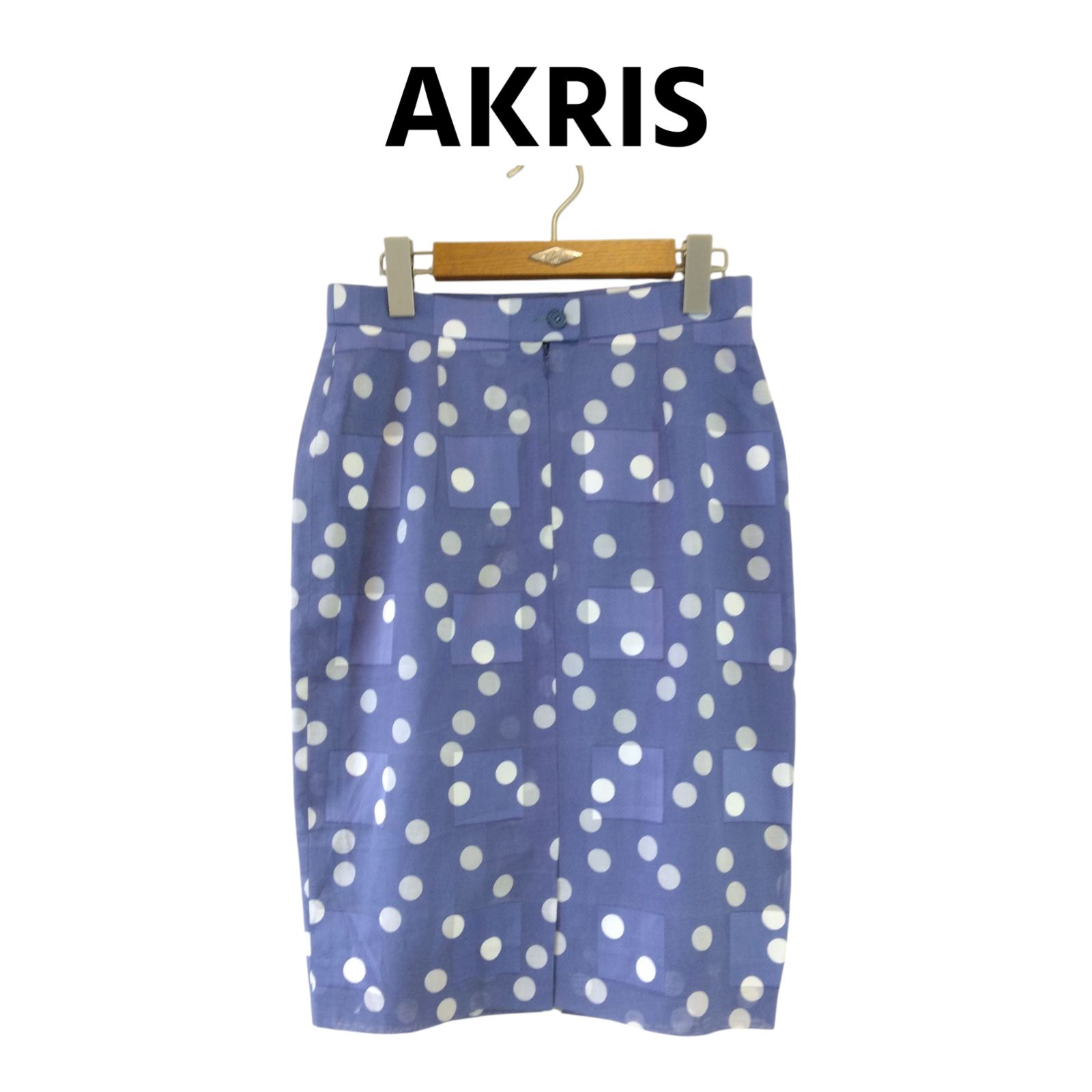 新品 タグ付き】 AKRIS アクリス ドット スカート ブルー 新品 タグ付き】 AKRIS アクリス ドット スカート ブルー
