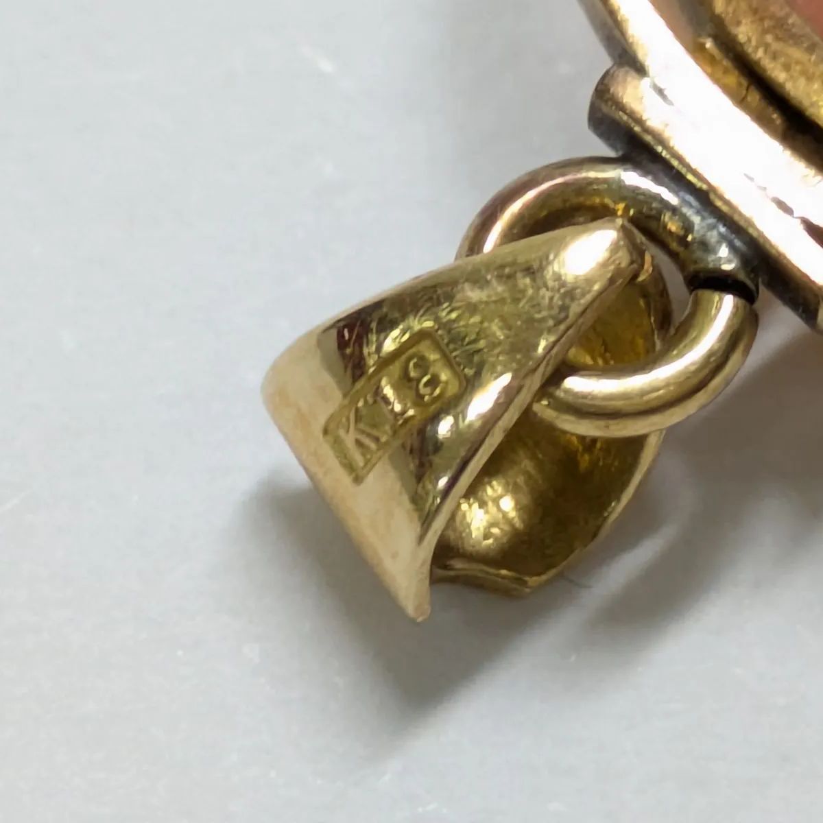コイン系　カメオ系　プレート系　アクセサリーまとめ売り O02)良品 K18 シェル カメオ 30.8×25.0mm 4.5g ネックレス