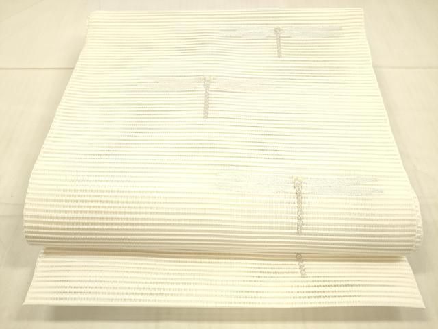 平和屋着物＊夏物　絽綴れ　八寸名古屋帯　蜻蛉　銀糸　正絹　逸品　DAAW4486cm 平和屋着物＊夏物 絽綴れ 八寸名古屋帯 蜻蛉 銀糸 正絹 逸品