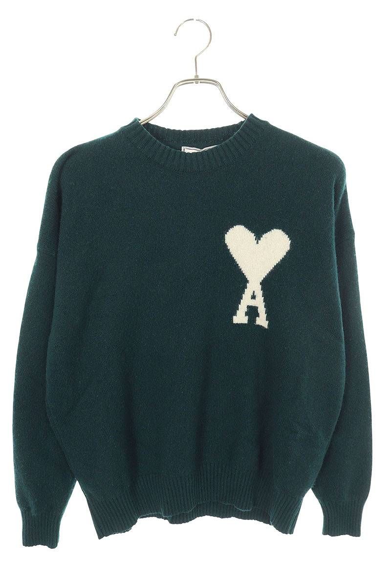 美品 AMI PARISアミパリスホワイトニットセーター ハート刺繍 極美品