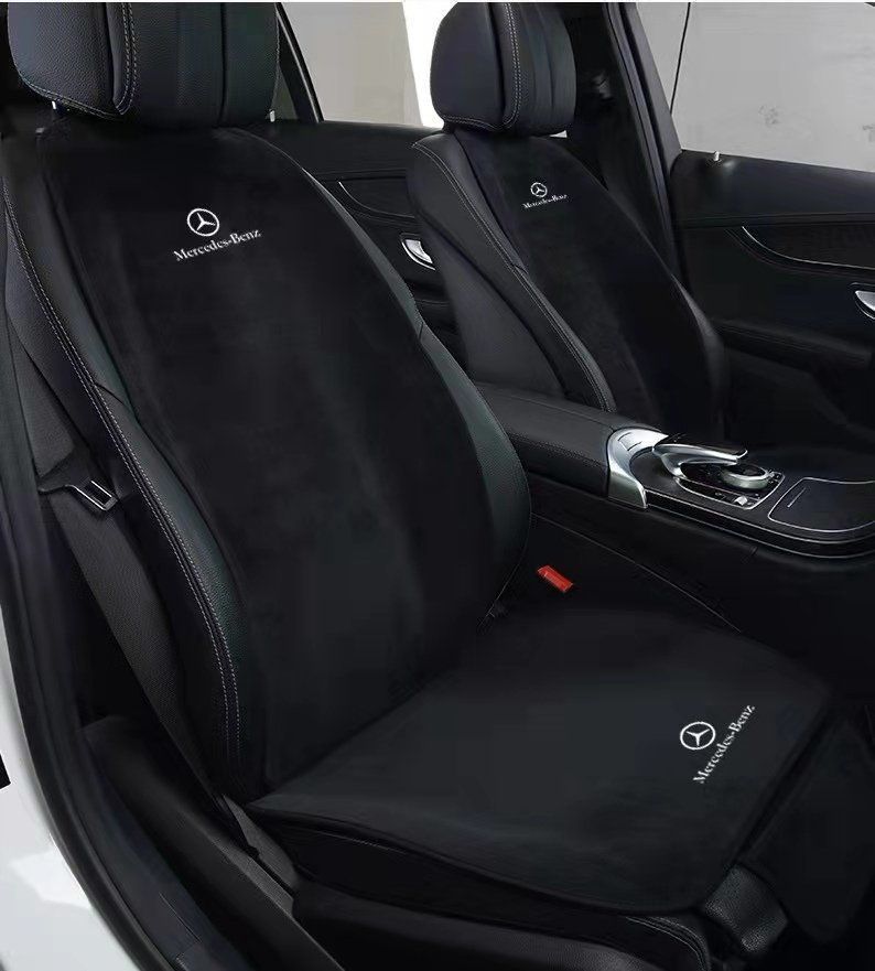 メルセデスベンツ Mercedes Benz 刺繍ロゴ入り 座布団 スエード素材 シートカバーセット ションシートカバー 座席の背もたれ 5点セ