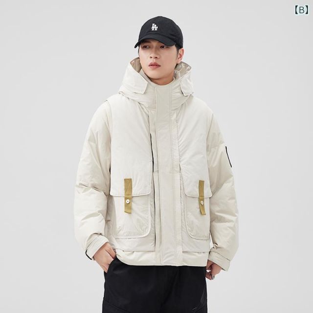 M 秋冬 コーデ メンズ 服 シンプル ファッション オシャレ 大人 かっこいい 大きいサイズ ストリート 紳士服 アメリカン ライト ダウン ジャケット ツーピース ホワイトダックダウン ベスト