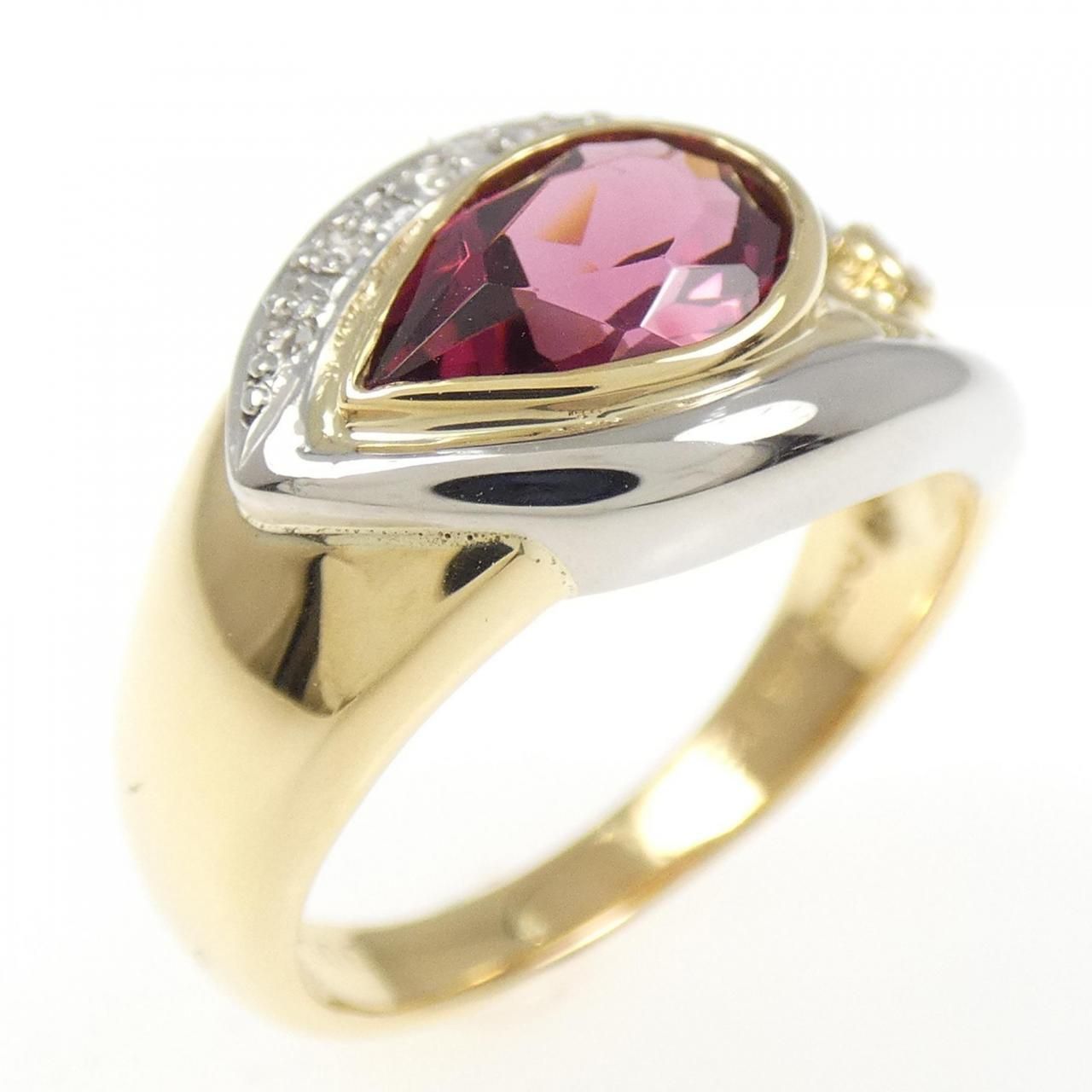 K18YG PT900 ガーネット リング 1.35CT