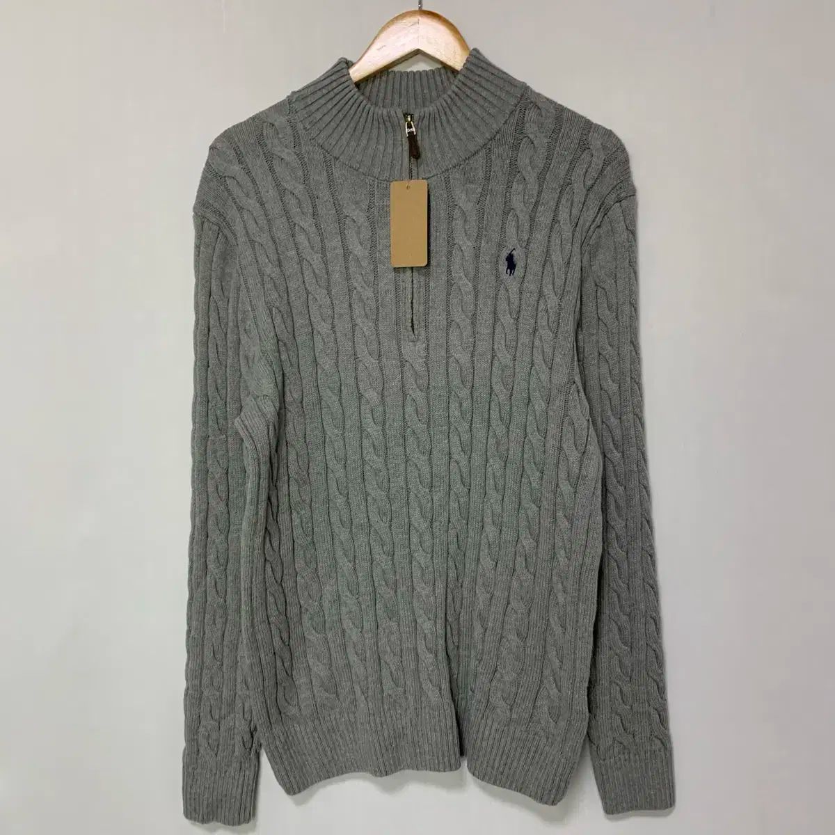 ポロ Ralph Lauren ラルフローレン ケーブル ハーフジップ ニット グレー レディース XL ヴィンテージ ユニセックス