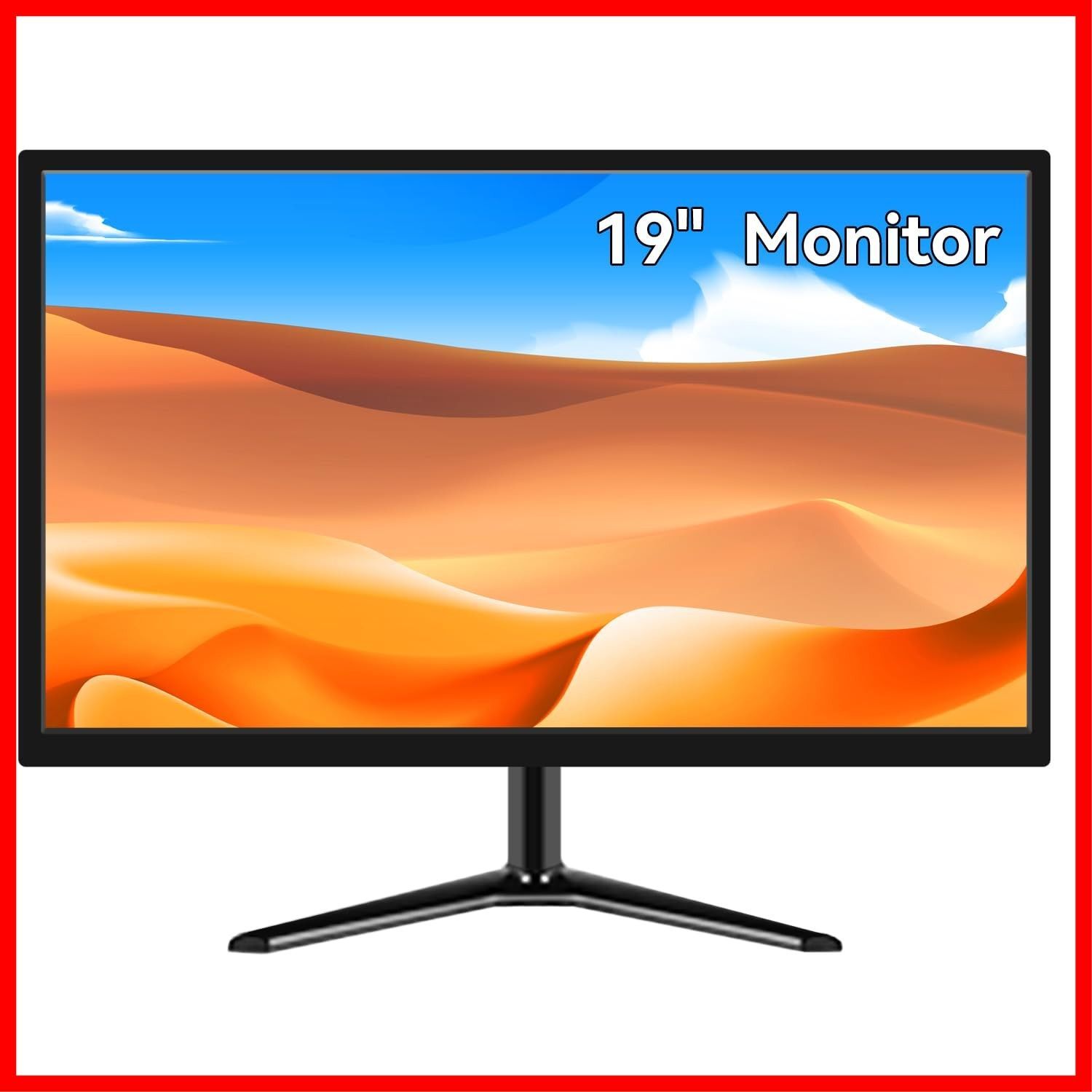 19インチPCスクリーンコンピュータモニタ VESA 60Hz 1440x900ビジネスディスプレイ HDMIおよびVGAポート デュアル内蔵スピーカー 170°広視野角LEDデスクトップモニタ ブラック