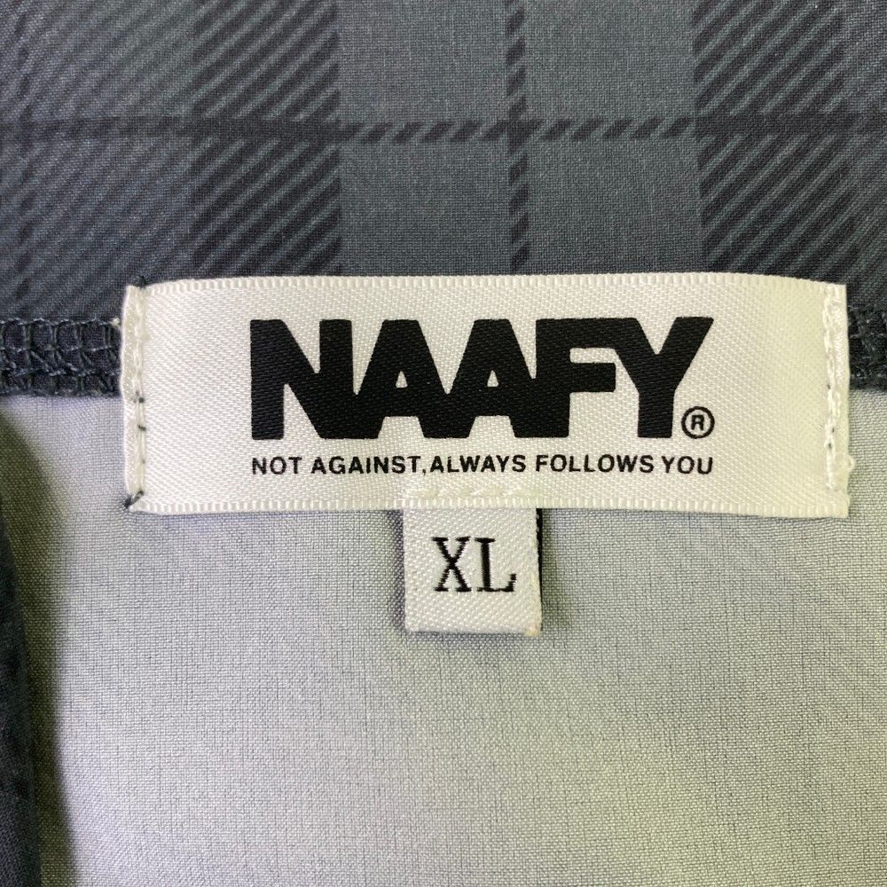 サイズ：XL NAAFY ナーフィー  ハーフジップ 半袖ブルゾン チェック柄 グレー系 [240101433183] ゴルフウェア メンズ ストスト サイズ：XL NAAFY ナーフィー ハーフジップ 半袖ブルゾン