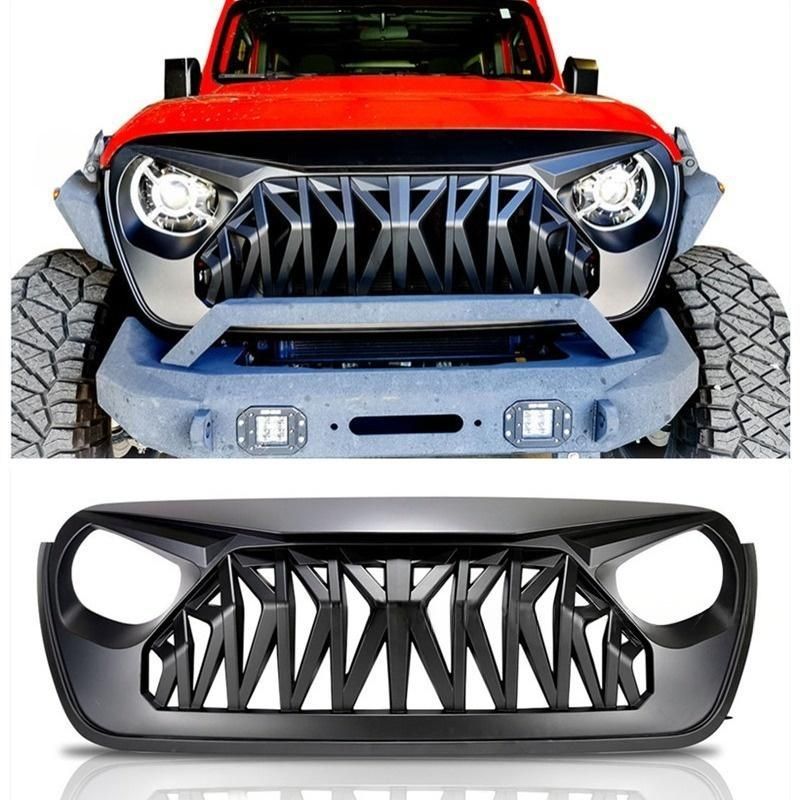 ジープ ラングラー JK JL 用 フォードマスタングスタイル シャークグリル フロントグリル カスタム ABS製 ブラック 10.09LY158再 げ