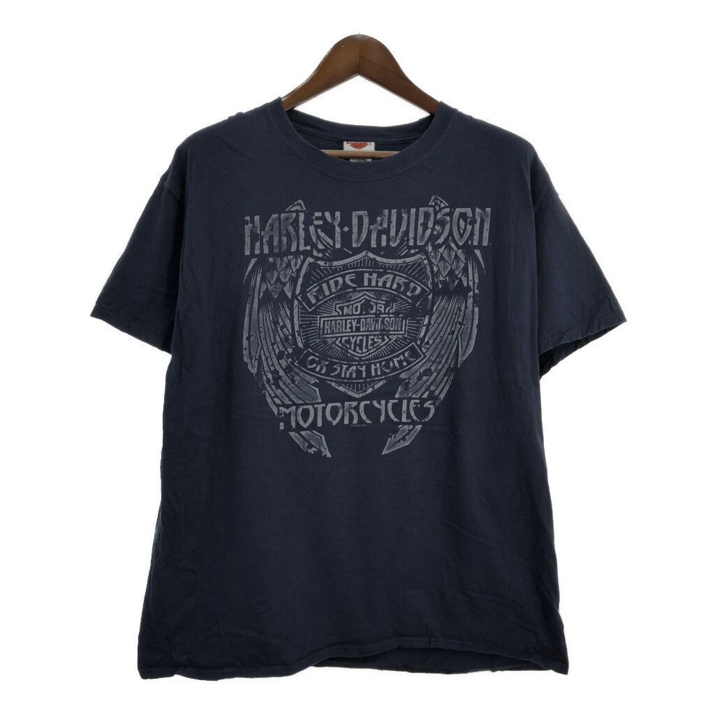HARLEY DAVIDSON ハーレーダビッドソン 半袖Ｔシャツ モーターサイクル ネイビー メンズ X-LARGE 古着 U0623