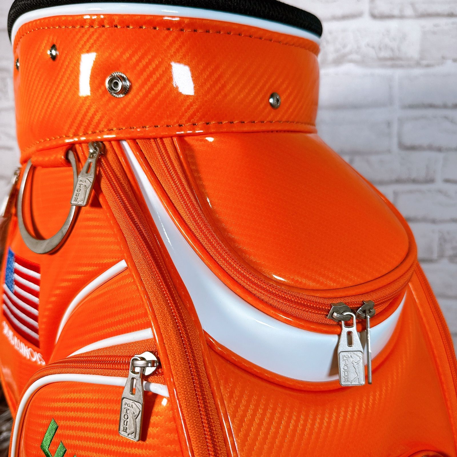 キャディバッグ オレンジ×ホワイト