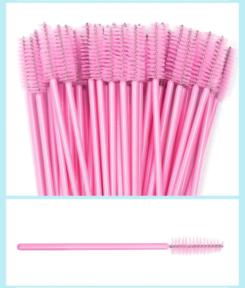 100本セット まつげブラシ スクリューブラシ マスカラブラシ アイブロウブラシ 使い捨て マツエク ブラシ アイメイク Kingsie メイクブラシ 化粧用品 ピンク