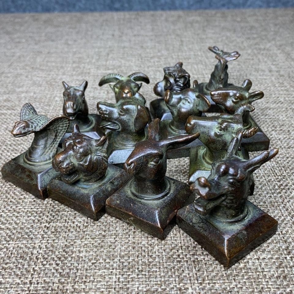 銅器 十二支方印 書道具 文房具 ストア 工芸品 美術品 置物 銅器