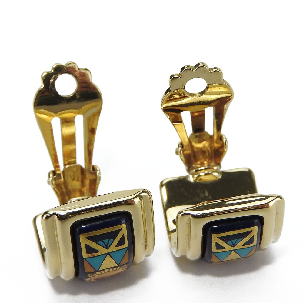 中古】 エルメス イヤリング エマイユ メタル 七宝焼き マルチ