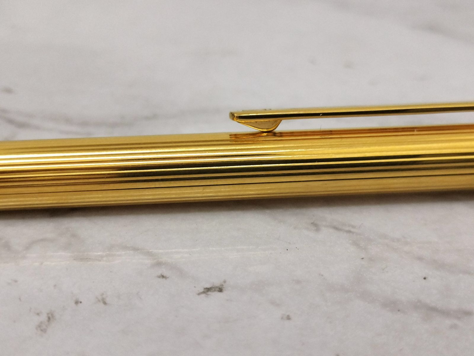 箱付 カルティエ マスト ボールペン シルバー×ゴールド ツイスト式 must de cartier 】カルティエ ボールペン ツイスト ゴールド