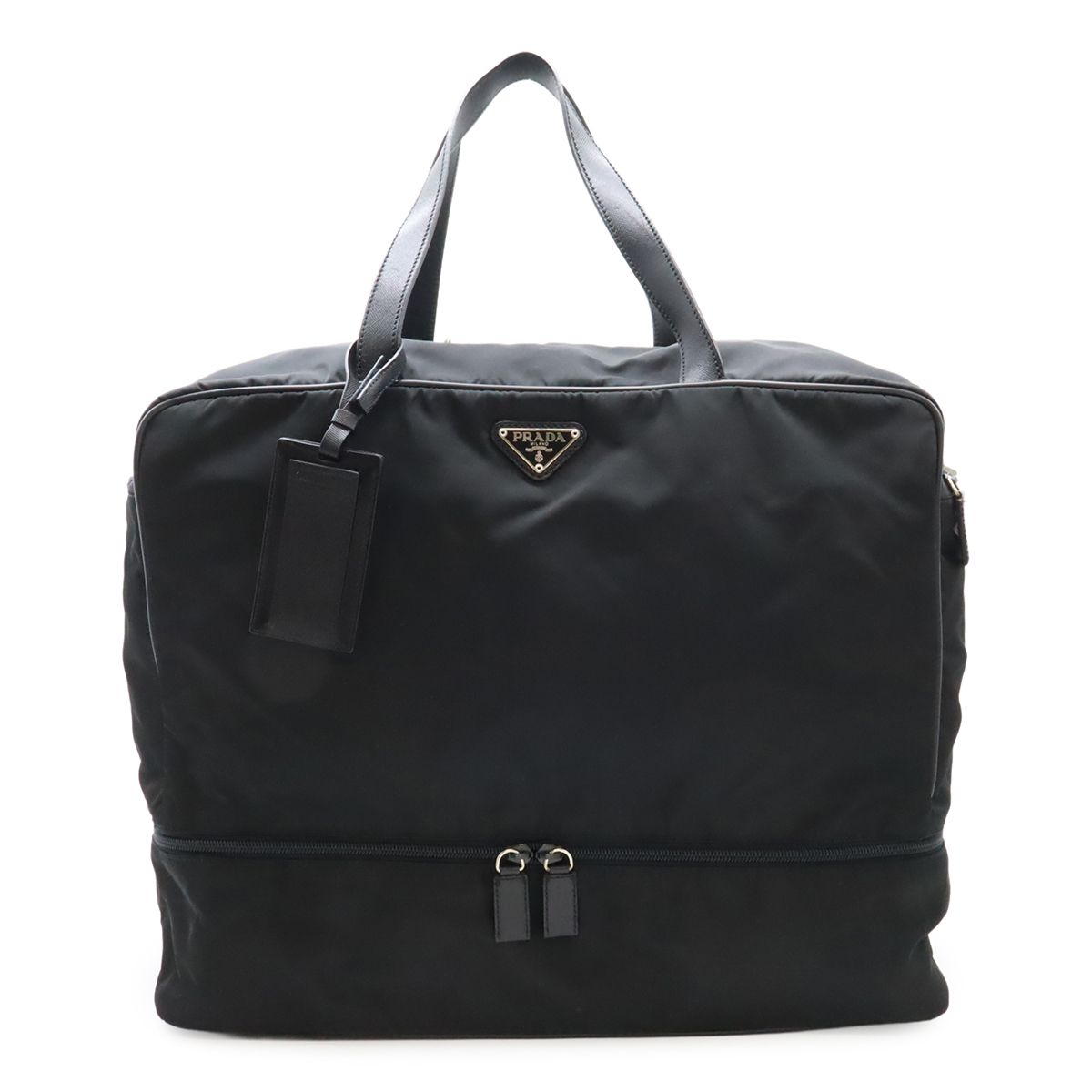 【大容量】プラダ 2way　ボストンバッグ　旅行カバン　出張　三角プレート　黒 大容量】プラダ 2way ボストンバッグ 旅行カバン 出張 三角プレート 黒