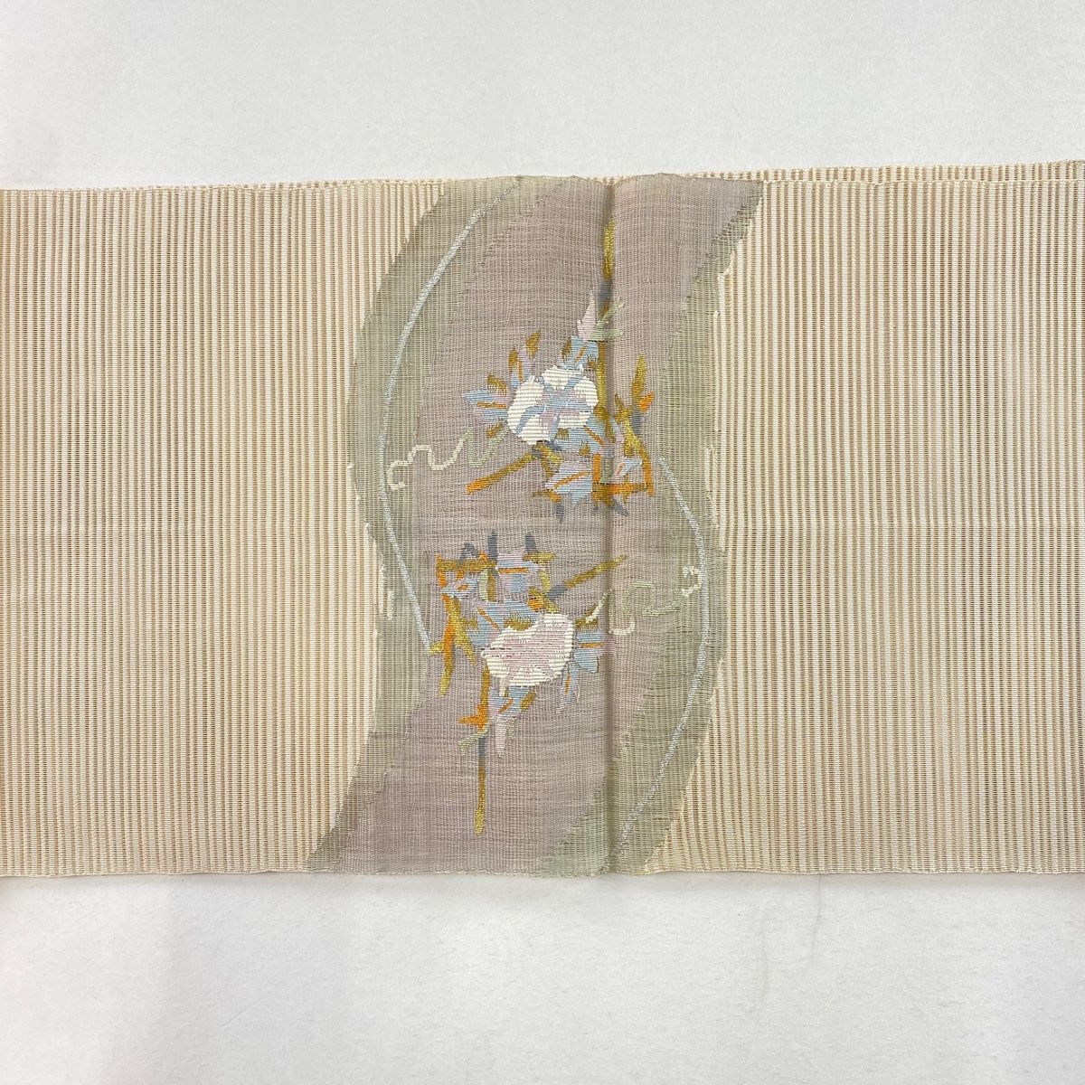 専用帯1802 ●高級 正絹 松葉仕立て 名古屋帯 名古屋帯 秀品 夏帯 絽 八寸名古屋帯 松葉仕立て 草花 金銀糸