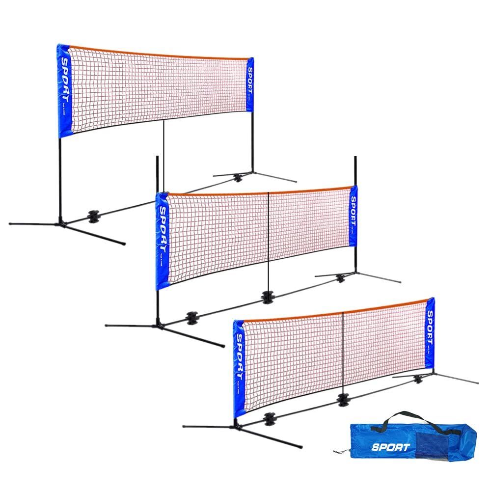 幅6.1m AKOZLIN バドミントン用ネット ポータブルバドミントンネット 幅3.0/4.1/5.1/6.1m 調節な高さ(86~150)cm 折りたたみ 組み立て簡単 収納ケース付き 家庭用 練習用 室内 屋外 公園または裏庭でのプレー用