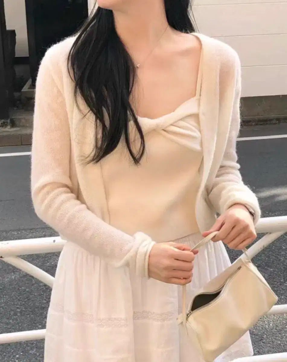 オンス キッドモヘア ホルダー カーディガン クリーム