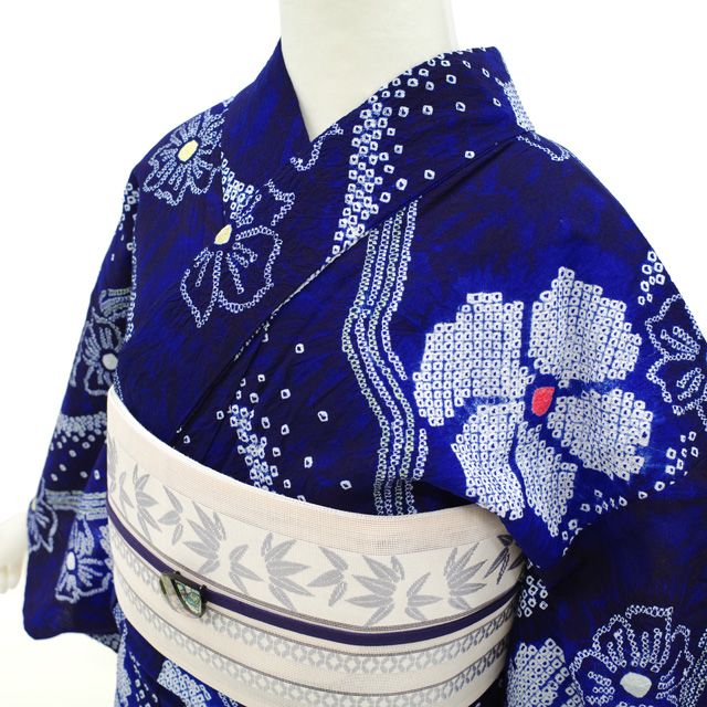 中古】 夏物 本場有松鳴海絞り 浴衣 リサイクル 有松 ゆかた 絞り 木綿