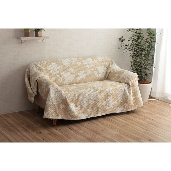 マルチカバー|ソファーカバー 洗える 綿100％ リバーシブル 〔リビング 寝室〕花