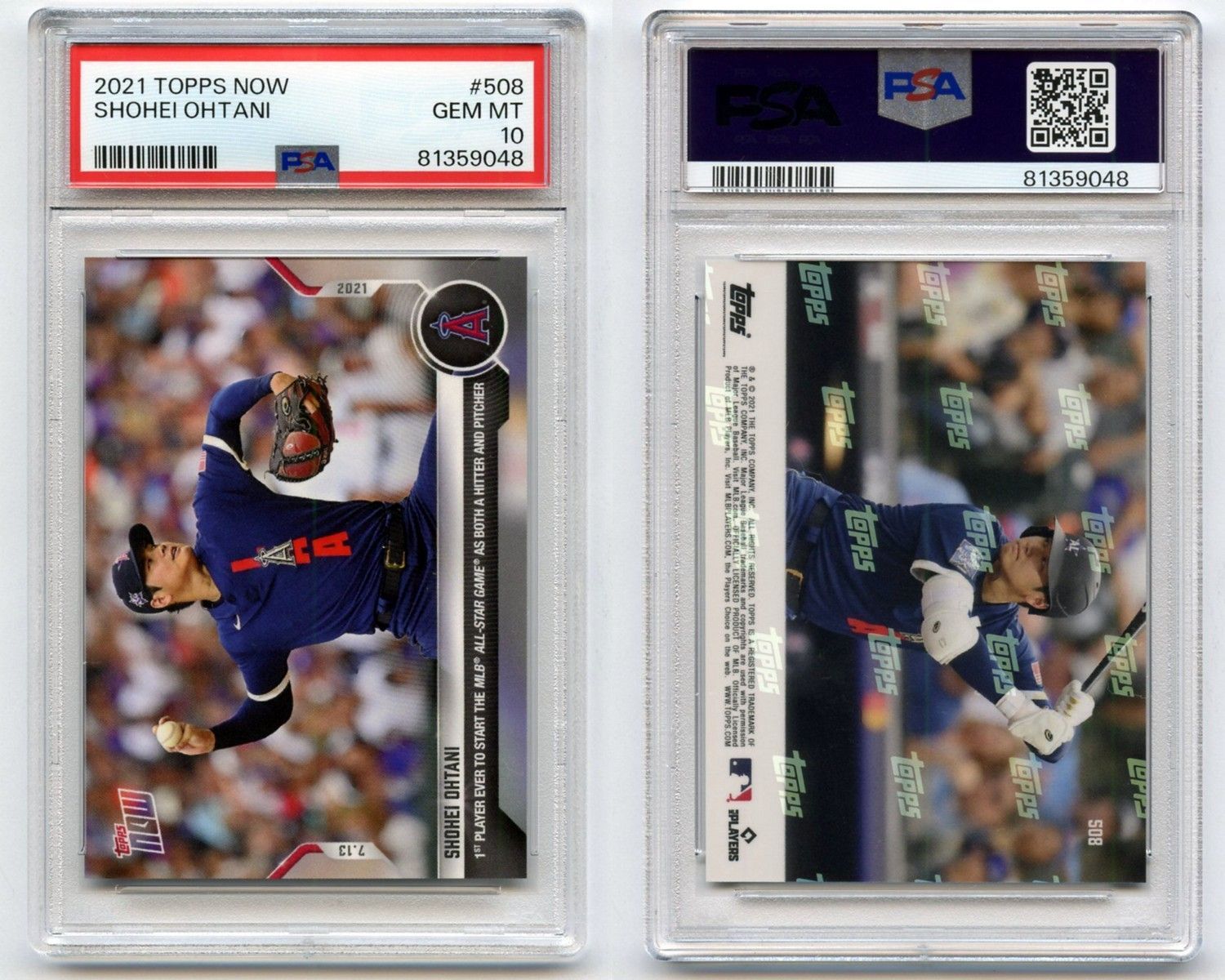 PSA10 GEM MINT 大谷翔平 2021 Topps Now #508 SHOHEI OHTANI PSA鑑定 