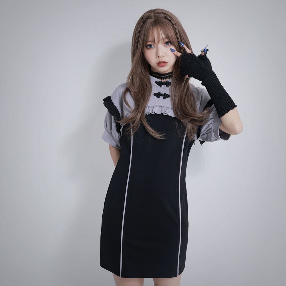 れいら ワンピース 夢展望公式 [新品未使用] サブジラチャイナAラインワンピ [グレー