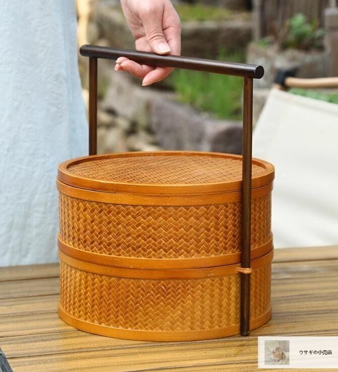 新入荷☆美品竹工芸 提籃籠 收納盒 茶道具籠 茶具 竹細工 - メルカリ