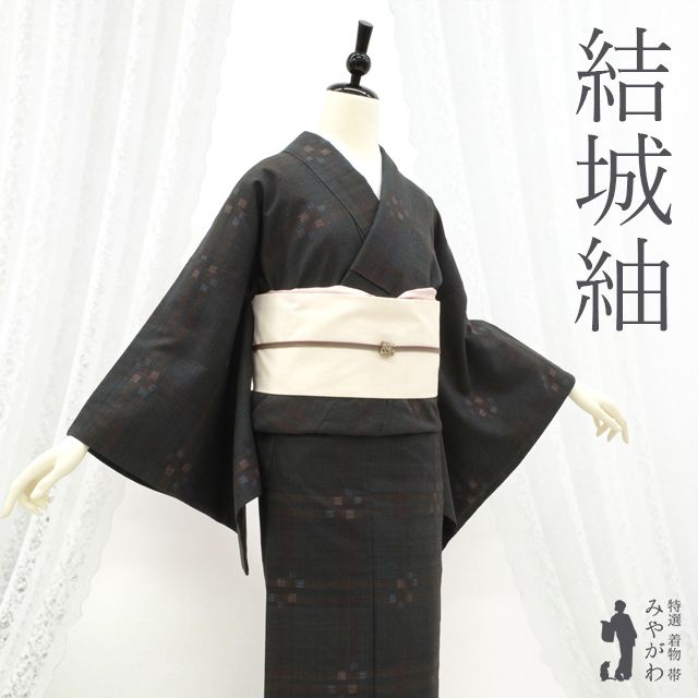 21452紬袷♪未着用！上品！結城紬！『はたおり娘』絣！美品♪ 21452紬袷♪未着用！上品！結城紬！『はたおり娘』絣！美品♪