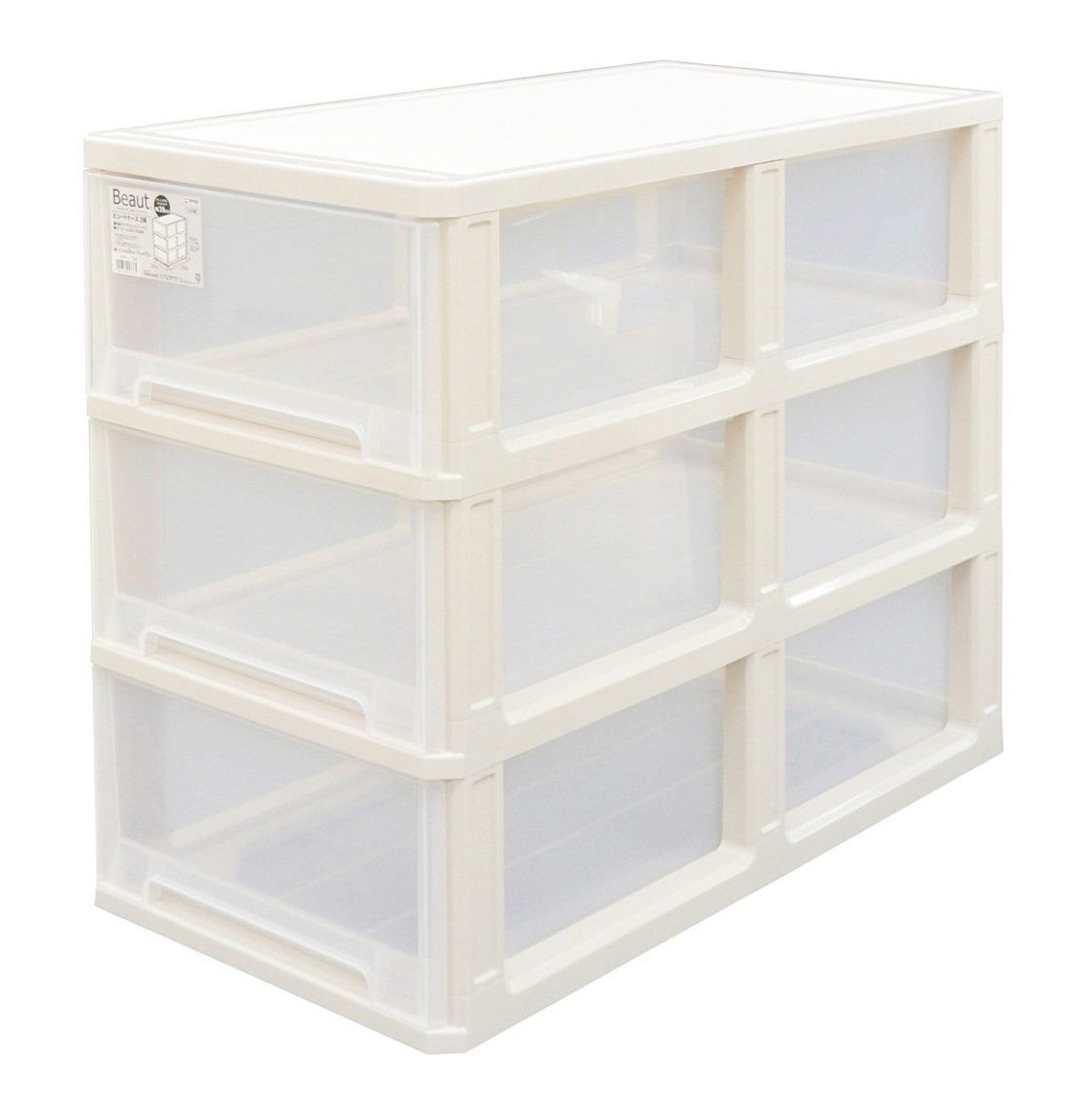 数量 ビュートケース 3段 収納 カプチーノ 衣装ケース 幅39×奥行74×高さ68 cm 3つの引出しで衣類もたっぷり収納 ポリプロピレン クローゼットや押入れの収納に最適な多段収納ケース ホワイト 天馬 Tenma