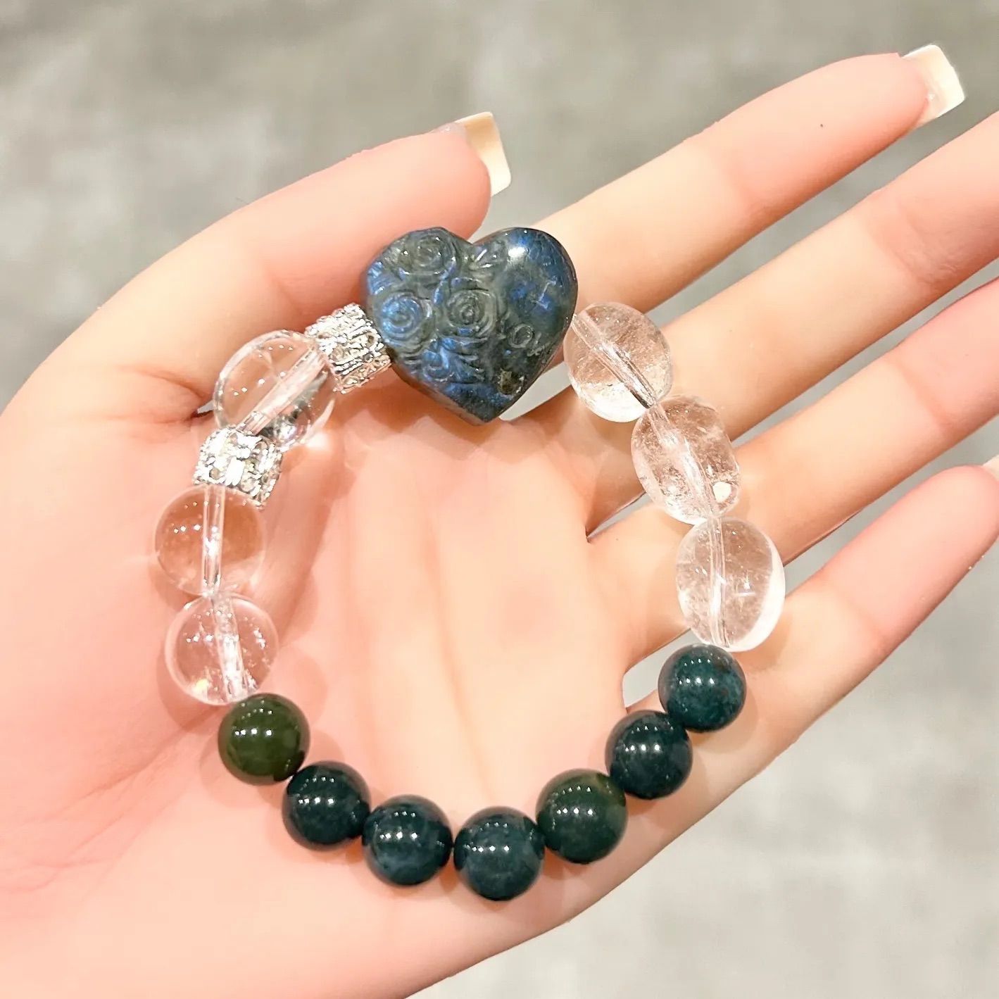 巳（蛇)年守護ブレスレット｜黒曜石×ムーンストーン（12mm・干支厄除け限定） 巳（蛇)年守護ブレスレット黒曜石×ムーンストーン（12mm・干支厄除け