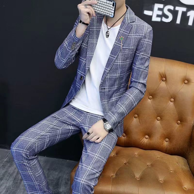 カジュアルスーツメンズセットアップサマースーツおしゃれサマージャケットテーラードチェック柄長袖スキニーパンツ上下紳士服成人式 カジュアルスーツメンズセットアップサマースーツおしゃれサマー