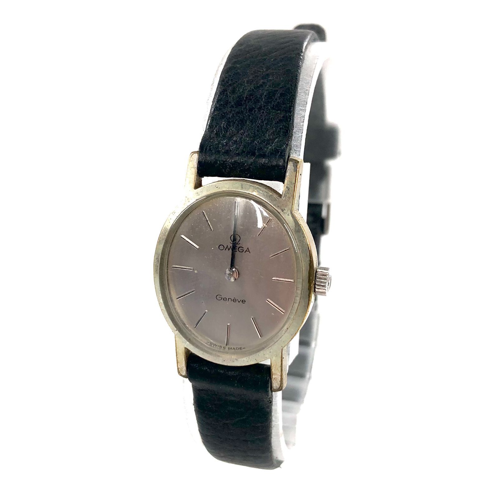 OMEGA オメガ Geneve ジュネーブ レザー|手巻き シルバー文字盤 レディース腕時計 PF-266