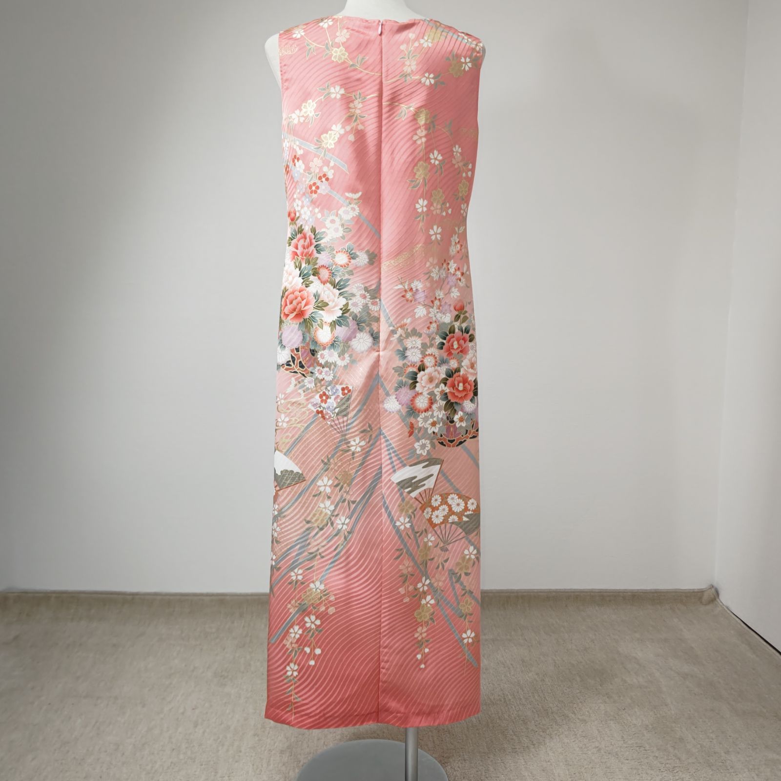 zunezune 色留袖 ドレス キャップ袖 着物リメイクワンピース ピンク