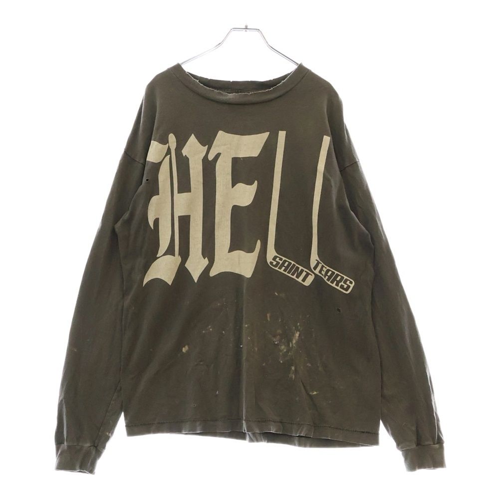 SAINT MICHAEL セントマイケル 22AW×DENIM TEARS HELL Print L|S TEE SM-A22-0000-087 ×デニムティアーズ ヘルプリント クルーネック長袖Tシャツカットソー ロングスリーブ ロンT グレー