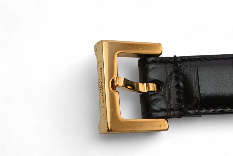 サンローラン ベルト 男女兼用 SAINT LAURENT クロコダイルエンボス ブラック/ゴールド GRZ395402【中古】 サンローラン ベルト 男女兼用 SAINT LAURENT クロコダイルエンボス