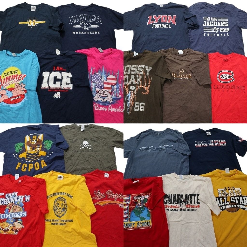 古着卸 まとめ売り カラーmix プリント 半袖Tシャツ 20枚セット