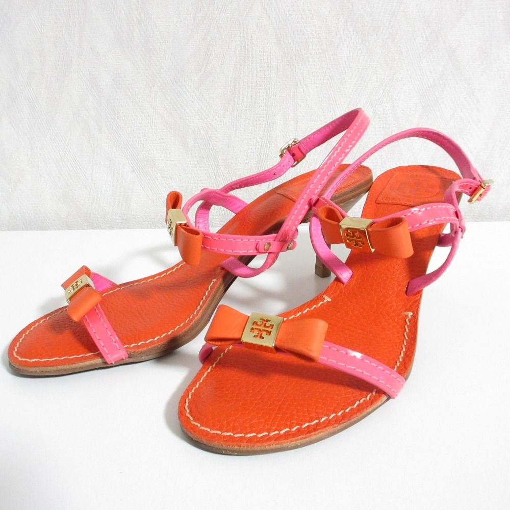 【未使用】トリーバーチ リボン付きレザーウェッジサンダル 美品】TORY BURCH トリーバーチ 11148418 サンダル レザー