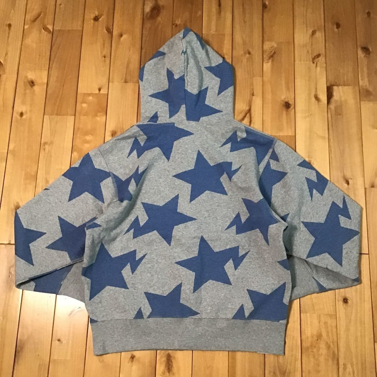 BAPE スター パーカー Mサイズ グレー × ブルー a bathing ape BAPE STA full zip hoodie エイプ ベイプ  アベイシングエイプ STAR