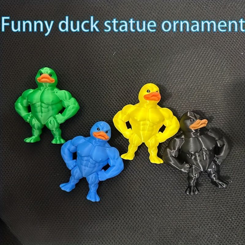 フィギュア 動物 マッスルダック おもしろい 置物 7cm グリーン 緑