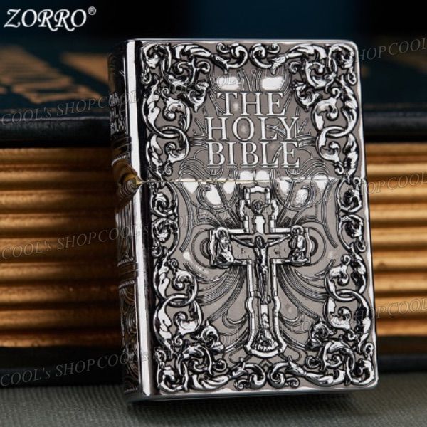 聖書 デザイン フルメタルジャケット オイルライター ZORRO 銀 zippo 