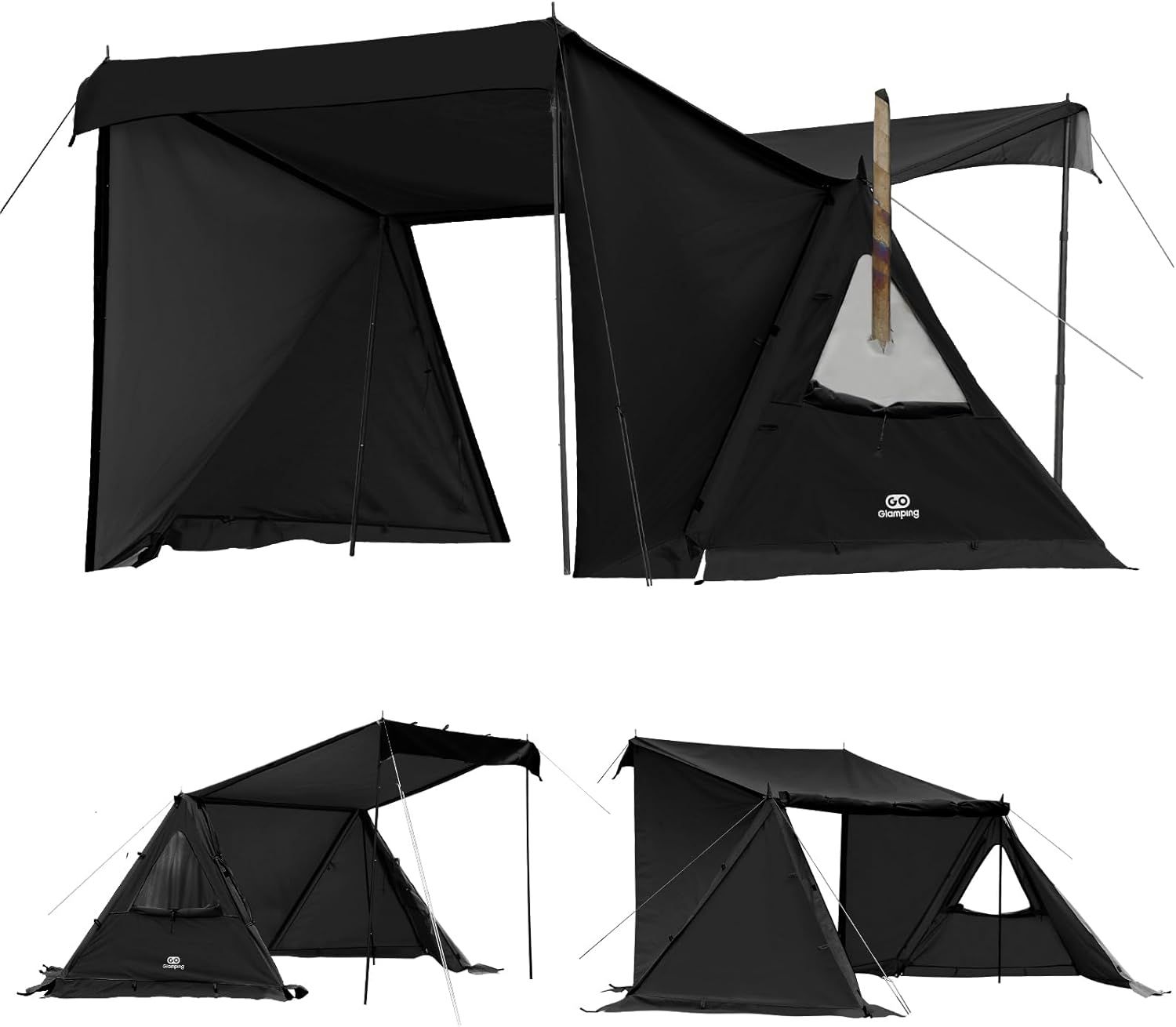 GOGlamping G・G PUP 2.0パップテントTC 1人用 【メッシュ/耐熱シート三角窓】 ソロテント ポリコットンテント【アルミポール+スカート付き】軍幕 ミリタリーテント 焚き火可 難燃 遮光 日よけ 撥