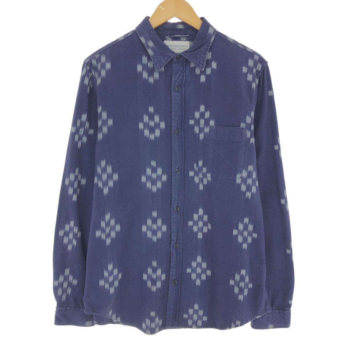 古着 ラルフローレン Ralph Lauren DENIMu0026SUPPLY デニムu0026サプライ 総柄 長袖 コットンシャツ メンズL相当/eaa496013