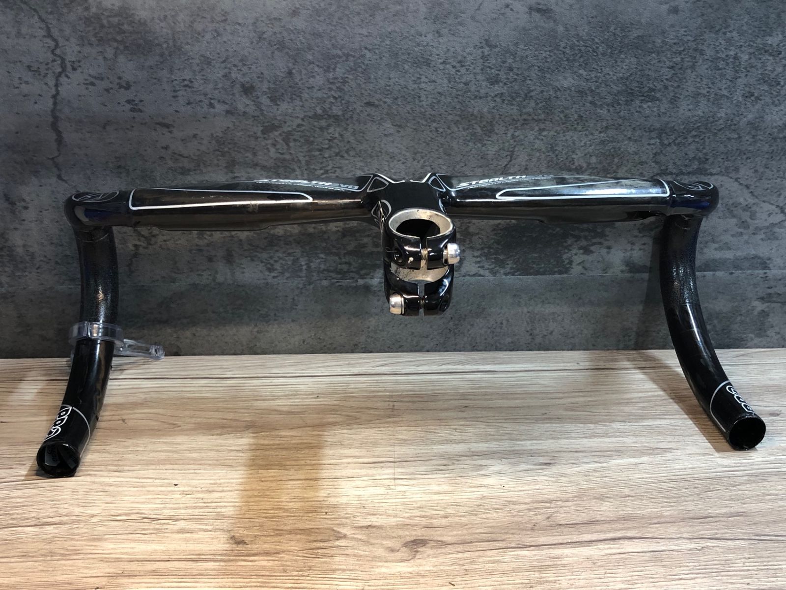 JK131 シマノ SHIMANO プロ PRO STEALTH EVO カーボンドロップハンドル ステム一体型 OS エンド部C-C400mm 100mm クランプ痕あり