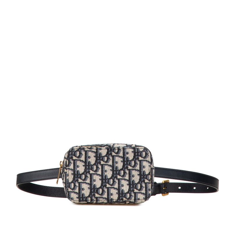 ディオール オブリーク ネイビー ベージュ キャンバス レザー レディース Dior 222-12191