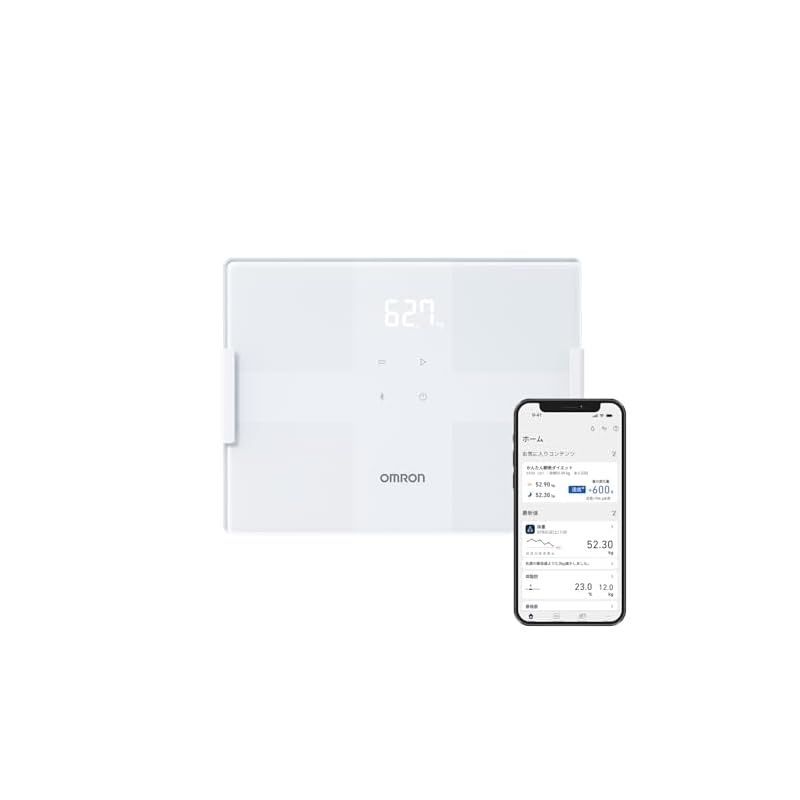 オムロン 体重 体組成計 カラダスキャン ホワイト KRD-503T-W スマホ連動 データ自動転送 自動認識 乗るだけで測定開始 内臓脂肪レベル 体脂肪率 BMI 骨格筋率